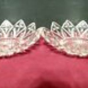 3 Piece Clear Pressed Trinket Dish/ Ash Tray/ Candy Dish Set W/ Scalloped Edges